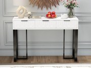 Nowoczesna konsola stołowa, z 2 szufladami, regulowanymi nogami, Biała i Czarna