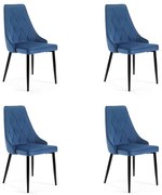 Granatowy welurowy zestaw 4 krzeseł pikowanych W7-K35