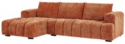 Kanapa narożna lewostronna z teksturowanej tkaniny terakota BENOLA