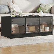 Czarny stolik kawowy z drzwiczkami ze szkła dla praktycznego przechowywania i eleganckiej prezentacji