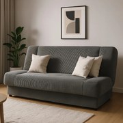 Sofa z Funkcją Spania PIANO Rozkładana Wersalka Dwuosobowa Ciemnoszara Nowoczesna do Salonu