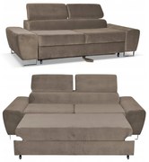 Sofa kanapa Bosso salon Family meble brązowy welur reg zagłówek