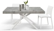 Stół drewniany, cementowo-szary, podstawa biała, wym.160x90-240x90cm - CARRARA