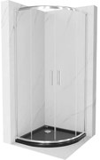 Mexen Rio kabina prysznicowa półokrągła 90 x 90 cm, transparent, chrom + brodzik Flat, czarny - 863-090-090-01-00-4170