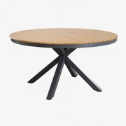 Okrągły Stół Ogrodowy Z Aluminium I Drewna Eukaliptusowego Archer Grafitowa Szarość & Ø140 Cm - Sklum