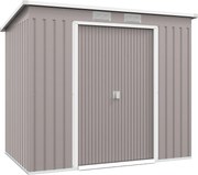 Outsunny Schowek na narzędzia, z okienkami wentylacyjnymi, drzwi przesuwne, stal ocynkowana, 213 x 130 x 172 cm, jasnoszary