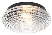 Zewnetrzna Klasyczna lampa sufitowa czarna z przydymionym szkłem 30 cm IP44 - Nohmi klasyczny/Antyczny Oswietlenie zewnetrzne