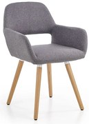 Drewniane krzesło do biurka szare z podłokietnikami K2-B90