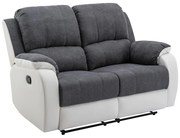 Kanapa 2-osobowa z funkcją relax z mikrofibry i ekoskóry Kolor szary i biały BRODY