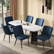 Zestaw 6 krzeseł do jadalni - 63 x 48 x 85 cm - do jadalni/salonu/kawiarni - styl nowoczesny - aksamit - ciemnoniebieski