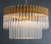 Jela 60 – kryształowy żyrandol do salonu, mosiądz polerowany