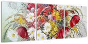 Obraz wazonu z dzikimi kwiatami (z zegarem) (90x30 cm)