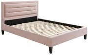 Łóżko 140 x 190 cm z zagłówkiem w kolorze różowym - Różowe - MACHUPIO