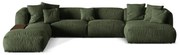 Zielony aksamitny narożnik modułowy (lewostronny/w kształcie litery U) Martina – Micadoni