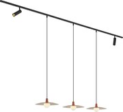 Nowoczesny system oświetlenia szynowego czarny z 2 reflektorami i 3 lampami wiszącymi pomarańczowymi 1-fazowy - Slimline Uzzy Panzi
