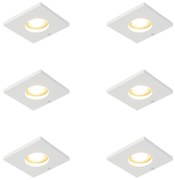 Zestaw 6 nowoczesnych, wpuszczanych reflektorów łazienkowych biały - Doku