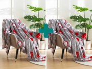 2x Szary świąteczny koc z mikropluszu CHRISTMAS HEART 150x200 cm