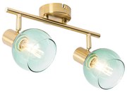 Spot art deco złoty z zielonym szkłem 2-źródła światła - Vidro