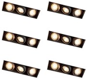 Zestaw 6 reflektorów wpuszczanych czarnych, regulowanych, bezramkowych, 3-punktowych - Oneon