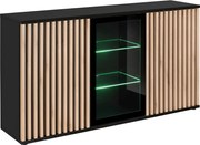Komoda CAMERON 160 LED hickory jackson/czarna ASM Meble