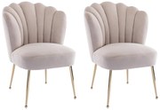 Zestaw 2 krzeseł z weluru i pozłacanej stali - Beżowy - RUTY marki Pascal Morabito