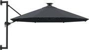 Okrągły parasol ścienny z oświetleniem LED antracyt H7-N90