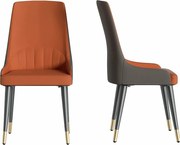 Zestaw 2 nowoczesnych krzeseł do jadalni skandynawski fotel wygodne krzesło kuchenne ze skóry 45.5x45x82cm - Pomarańczowe