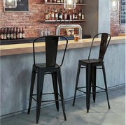 Stołki barowe MCW-A73 metalowe (zestaw 2 szt.),  czarne
