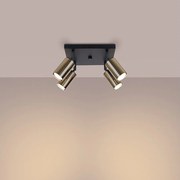 Plafony nowoczesny Glois, stal - 4 źródło światła 3000K - L.25 x H.19 cm - czarny/złoty