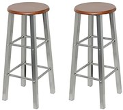 Srebrno-brązowy metalowy stołek barowy A6-S41