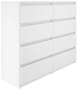 Komoda BASIC 8 szuflad – Biała | 120x97x40 cm
