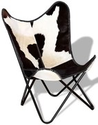Czarno-biały skórzany fotel butterfly vintage P7-S36