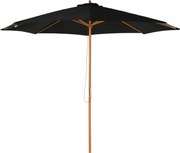 Outsunny Parasol Ogrodowy 3m Drewniany Wysokiej Jakości Bambusowy Czarny | Aosom PL