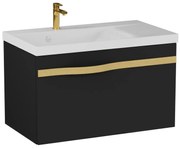Szafka pod umywalkę VOG 69 cm czarny mat ze złotym uchwytem KROFAM