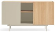Beżowo-naturalna niska komoda w dekorze dębu 130x78 cm Otto – Teulat