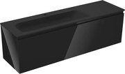 Mexen Orio szafka łazienkowa 160 cm z umywalką Vela lewą, 1S, 1D, czarna połysk/czarna mat - 91A13-16047-3-BBFF70-W23L71