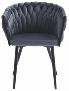 Krzesło ORION - aksamit ciemnoszare x 1, Plecione, Warkocz