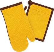 Rękawica kuchenna i podkładka Heda żółty/brązowy, komplet 2 szt.