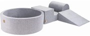 Piankowy Zestaw Do Zabawy Z Suchym Basenem 90x30cm, Plac Zabaw Dla Dziecka, 4 Elementy, Welurowy, Jasnoszary, Piłki: Piłki Do Wyboru - Meowbaby®