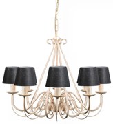 Lampa wisząca kremowa z kloszem zaciskowym 12 cm czarny - Giuseppe klasyczny/Antyczny Oswietlenie wewnetrzne