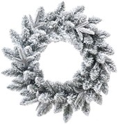 Świąteczny wieniec z gałązek sosny pokryty śniegiem, średnica 50 cm