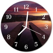 Zegar szklany okrągły Zachód słońca