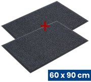 Trwała mata wejściowa z PVC 1+1 GRATIS, dywanowa, 60 x 90 cm, szara
