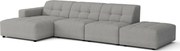 Narożnik z pufą lewostronny Bergamo B  – tkanina Raven 7 szara, 341×166×70 cm