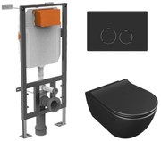 Zestaw LERA stelaż podtynkowy WC z miską wiszącą LERA i przyciskiem w kolorze Black matt