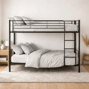 Łóżko Piętrowe Dla Dzieci 90x200 cm RODEZ Metalowe Czarne