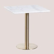 Kwadratowy Stół Barowy Z Marmuru Cosmopolitan Biały Marmur & ↔︎ 60 Cm & Champagne Oro - Sklum