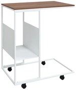 Boczny stolik na kółkach z półką biały + brązowy A0-W97