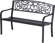 Outsunny Ławka Ogrodowa Metal 2osobowa Wytrzymała na Warunki Zewnętrzne Czarna | Aosom PL