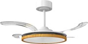 HOMCOM Wentylator sufitowy z lampą i pilotem, Ø95 cm, nowoczesny wentylator sufitowy LED ze składanymi łopatkami, drewno naturalne | Aosom PL